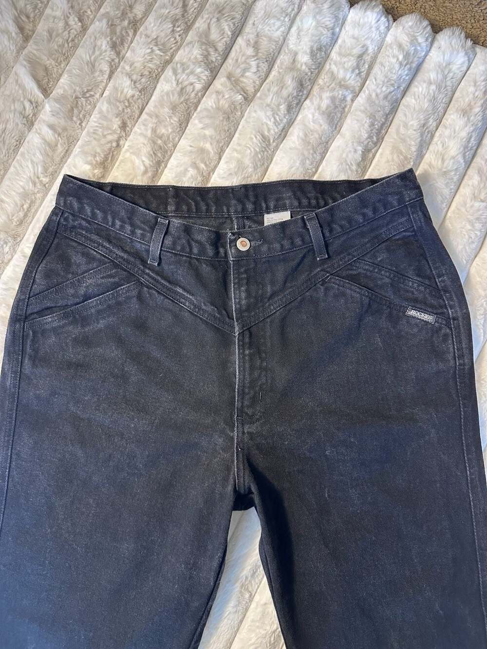 16W Vintage Rockies High Rise Bareback Black Denim Jeans